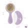 Soft comb-gear and scallop with pile of sheep's wool, lavender color