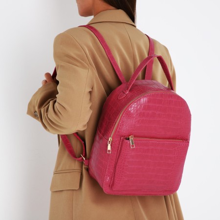 Women's backpack made of artificial leather with lightning, 1 pocket, fuchsia color-6