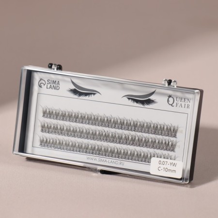 A set of overhead eyelashes "Lastochkin tail", bundles, 10 mm, thickness 0.07 mm, bend C, 12 D-2