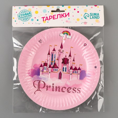 Paper plates "Happy Birthday" with a princess, 6 pcs.-3