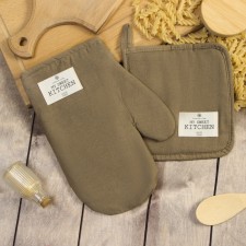 Set of kitchen. Ethel ECO, col. Olive: mittens 20x28 cm, a severity of 19x19 cm, 70% HL, 30% flax,