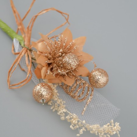 Decorative bouquet "Chrysanthemum" with brilliance, 5x9 cm, beige-2
