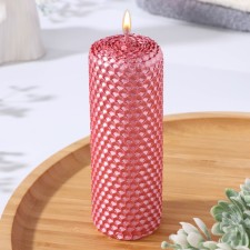 Voschshina candle, 4.5x4.5x12.5 cm, fuchsia metallic