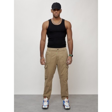 Cargo jeans male, size 52, beige color-2