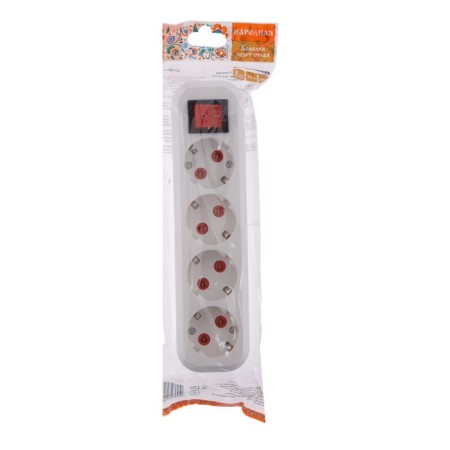 Rosperture block TDM "Narodnaya" 4-seater, s/s, with a switch, 16 a, white, SQ1806-0421-2