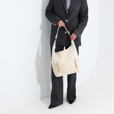 Bag-mech "Golden Rain" on lightning, 3 outer pockets, long belt, beige color-7
