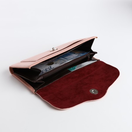Women's wallet on magnet, pink color-3