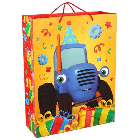 Gift package "Congratulations!" 31x40x11.5 cm, packaging, blue tractor-1