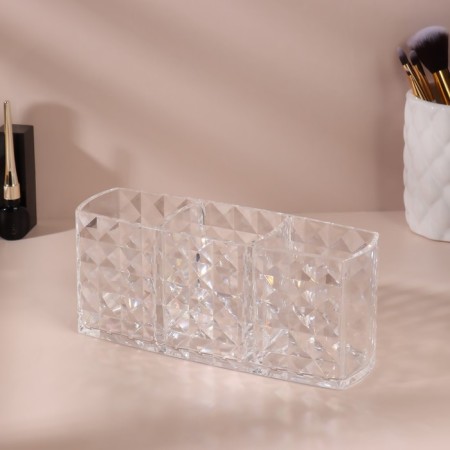 Organizer for storing manicure/cosmetic supplies, 3 sections, 18.7 × 8 × 6 cm, transparent color-2