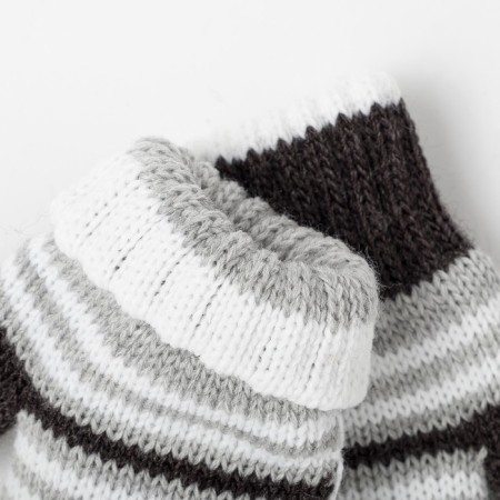 Baby mittens double, gray color, size 12-2