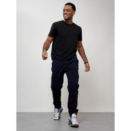 Cargo jeans men, size 44-46, dark blue color-8
