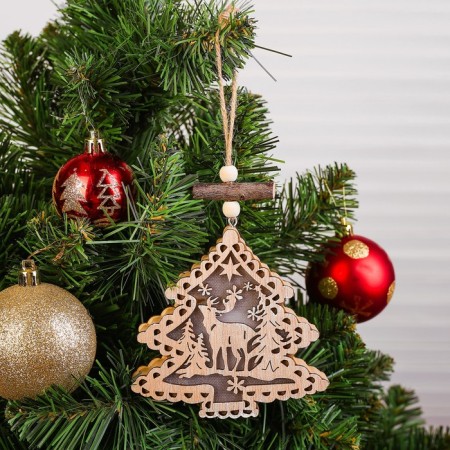 Decor with backlight "Christmas tree with a deer"-2