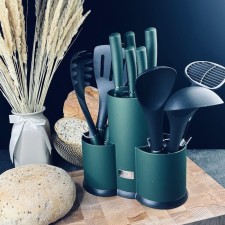 Set of knives and kitchen accessories Lenardi, on a stand, 12 items