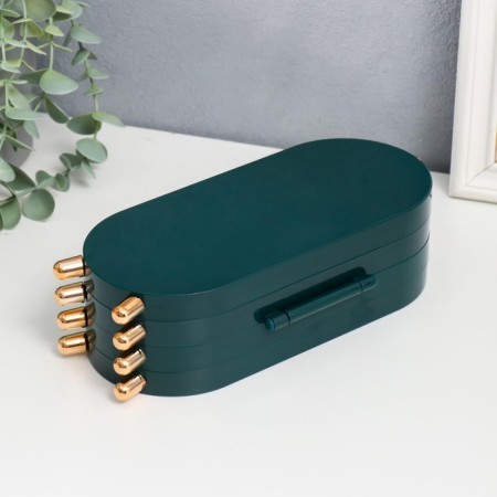 Casket Case for jewelry plastic "Oval" dark green 23.5x6.5x11.5 cm-2