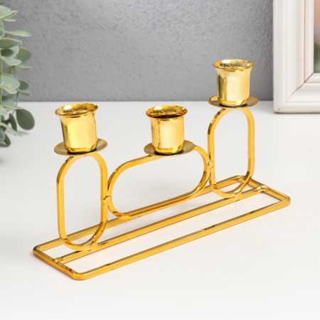Summary Metal for 3 candles "ovals" d = 2.3 cm gold 5.8x20x11.5 cm-2