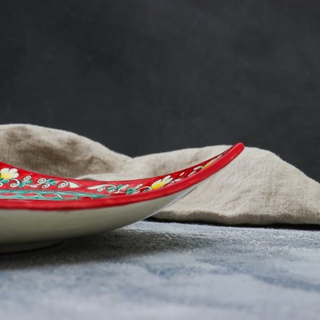 Largan Rishtan ceramics "Flowers", 32 cm, square, red-2