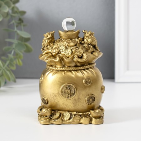 NECKE Polystone for bronze "Two toads on a bag with coins" 7.2x6.2x12 cm-3