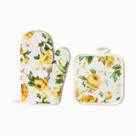 Kitchen set 2 pr. Dolyana flowers yellow. Group 17*17cm, mittens-seging 26*16cm, 100%HL-2