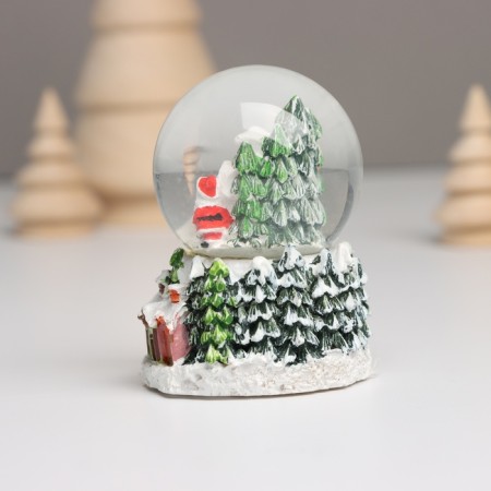 Souvenir Polystone Water Ball Light "Santa Claus and snow -covered house" MIX 5x5x7.2 cm-3