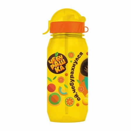 Baby bottle with silicone tube "Cheburashka", 400 ml., With a lace, color and drawing mix-4