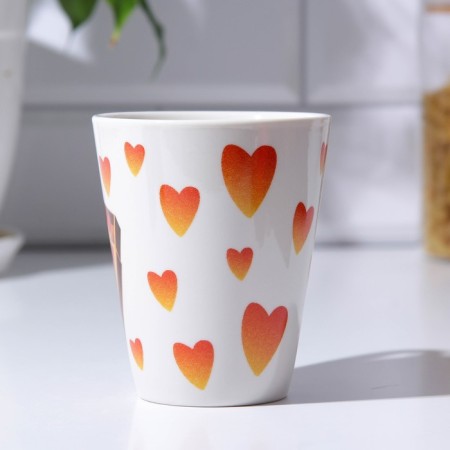 Ceramic ceramic “Love warms” mug, 300 ml, white color-1