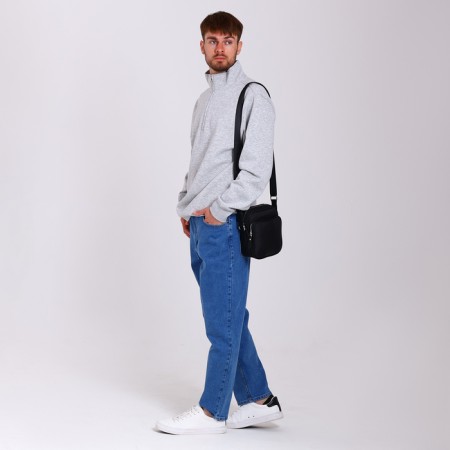 Male bag over the shoulder, Textura, artificial leather, black color-6