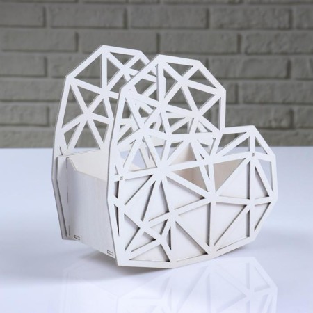 Kashpo wooden "Heytek Heart", white, 20 × 10 × 20 cm-2