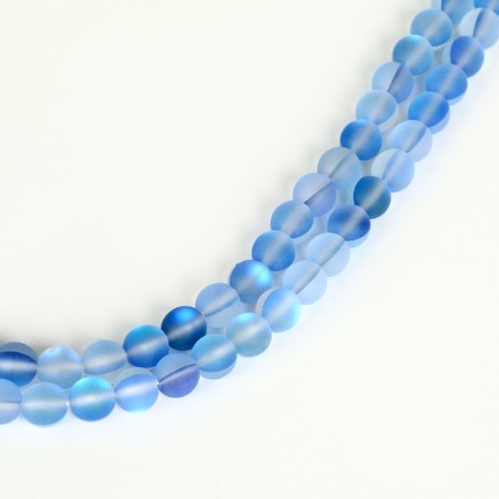 Busins ​​made of natural stone "Cat Eye", set 46 pcs., Size 1 pc. - 8 mm, matte blue