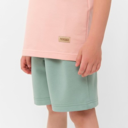 Kids (T -shirt, shorts) minku beige color/ olive, height 122 cm-3