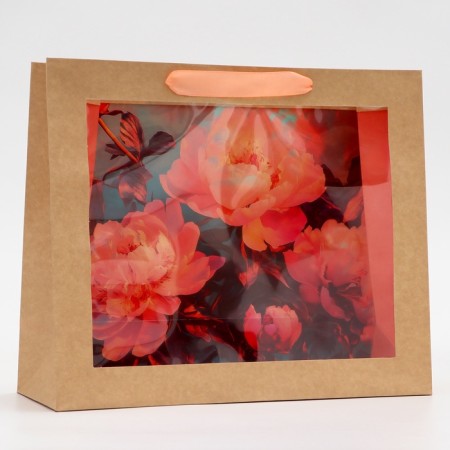 PVC package window, "peonies", 31 x 11 x 26 cm-1