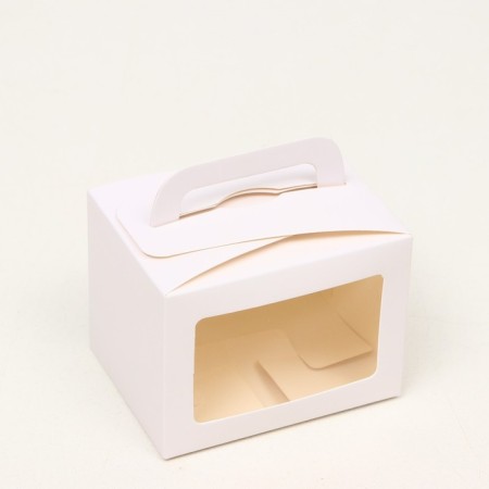 The box is folding, with a window and a handle, white , 7 x 7 x 10 cm-1