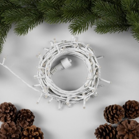 Garland “thread” 10 m, IP44, UMS, white thread, 100 LED, glow warm white, flickering all LEDs, 24 V-1