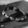 Bracelet Leather "Skull" row, black color with black silver, 22 cm