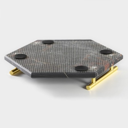 Magistro Marble marble tray, 25 × 29 cm, black color-3