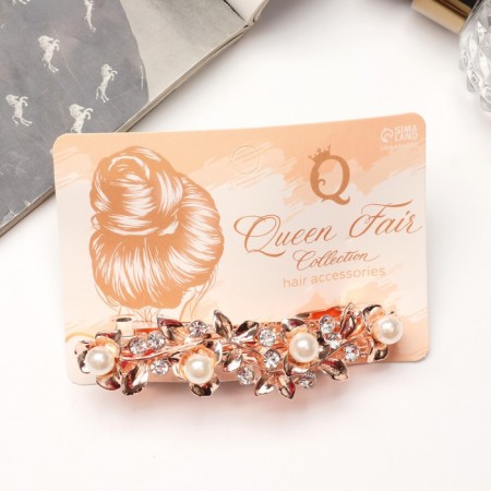 Clothing machine for hair "Joszy" Pearls of Leaflet, 9 cm, gold-2
