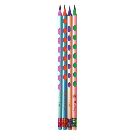 Pencil b/g of Berlingo "Metallic Ergo" HB, plastic, trihedral, sharpened, eraser, assorted-4