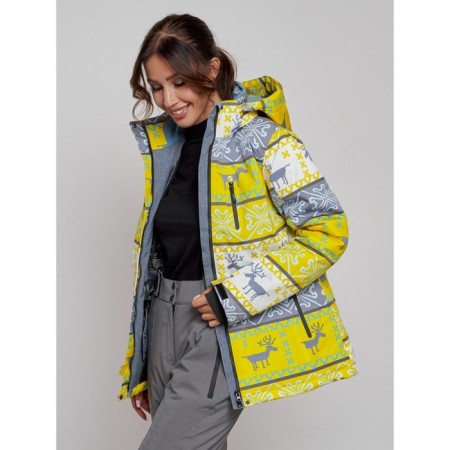 Ski jacket female, size 42, yellow color-8