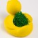 Concrete "duck" 6x8x5.5 cm yellow with moss (moss green. Stabilized)