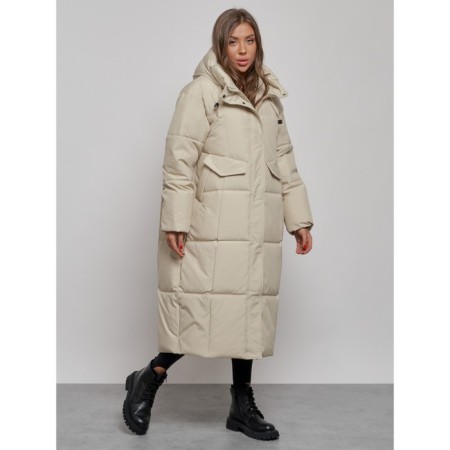 Coat insulated winter female, size 50, light-beige color-1