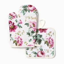 Kitchen set 2 pr. Dolyana flowers of roses. Group 17*17cm, mittens-seging 26*16cm, 100%HL