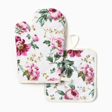 Kitchen set 2 pr. Dolyana flowers of roses. Group 17*17cm, mittens-seging 26*16cm, 100%HL