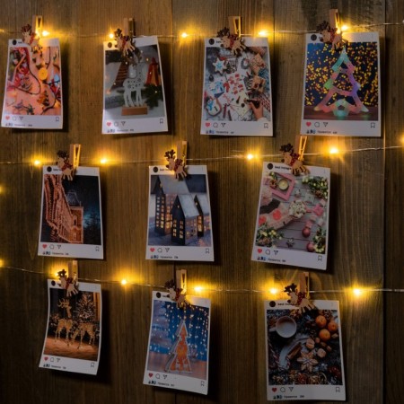 Garland “thread” 2 m dews with nozzles “clothespins”, IP20, silver thread, 20 LED, glow warm white, AAX2