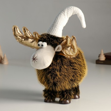 Interior doll "Losik in a white cap, golden horns" 21x18x35.5 cm-3