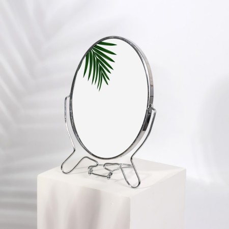 Desktop mirror - suspended “oval”, bilateral, with an increase, mirror surface 11.5 × 15.5 cm, silver color-1