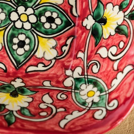 Salennik Rishtan ceramics "Flowers", 17 cm, red-2
