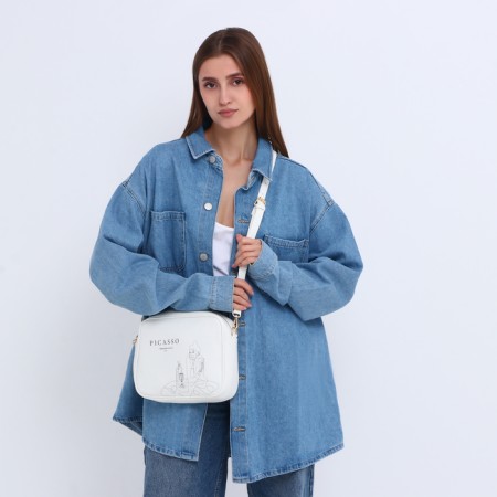 Women's bag over the shoulder Textura, small, white color-8