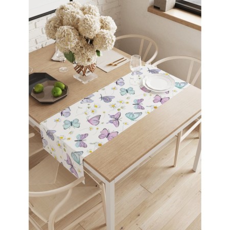 The path to the table "Butterflies and chamomile", Oxford, size 40x145 cm
