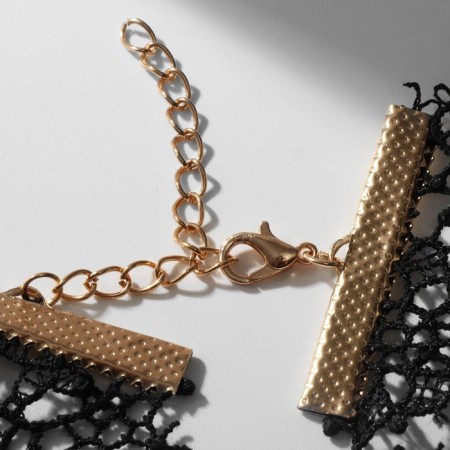 Choker "Alexandria" openwork interweaving, black and white color in gold, 30 cm-1