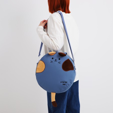 Youth bag with a zipper, blue color-6