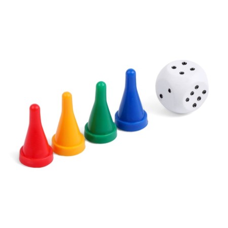 Set for board games: Cube 1.5x1.5 cm conical chips, 1.2x2.3 cm-1